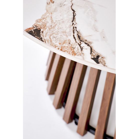 CARINA konferenčný stolík béžový mramor / orech (2p=1ks)