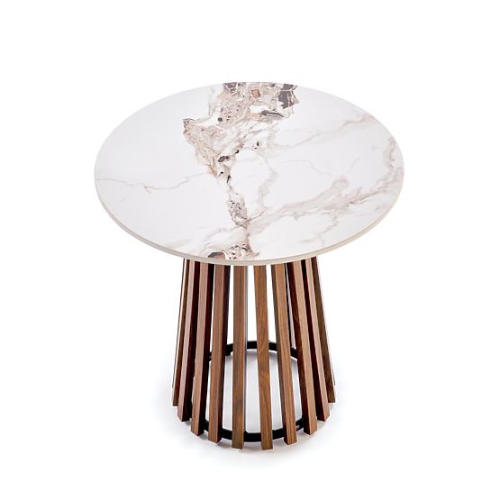 CARINA_S konferenčný stolík béžový mramor / orech (2p=1ks)