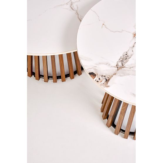 CARINA_S konferenčný stolík béžový mramor / orech (2p=1ks)