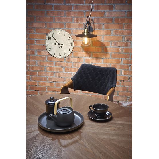 CARMELO okrúhly stôl, doska - orech, noha - čierna (3p=1ks)