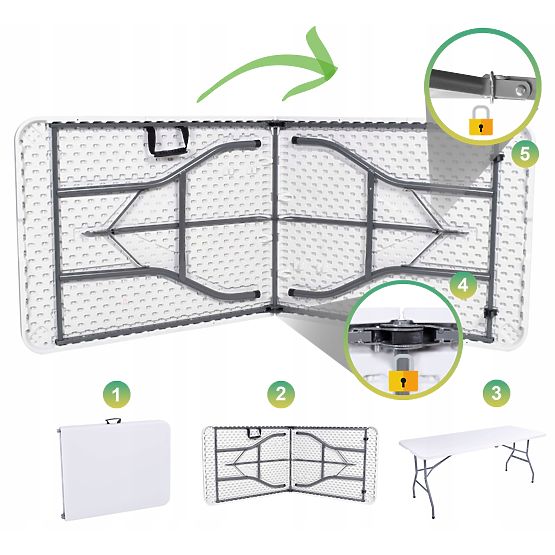 Cateringová sada FETA WHITE 180 cm + 6 stoličiek BASICO