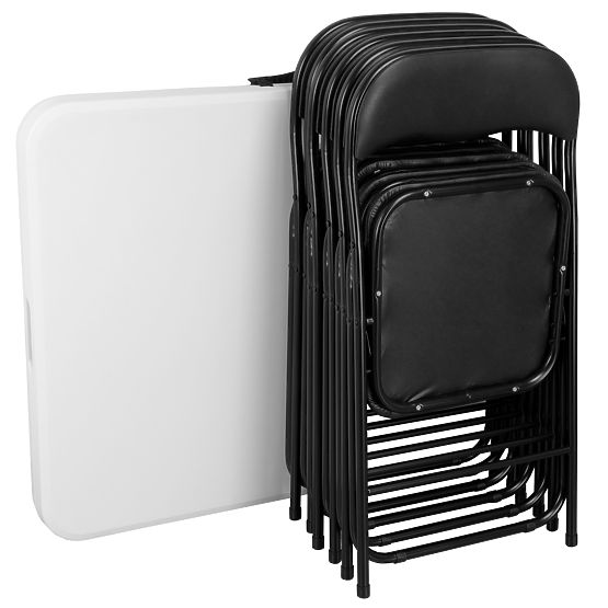 Cateringová sada FETA WHITE 180 cm + 6 stoličiek BASICO