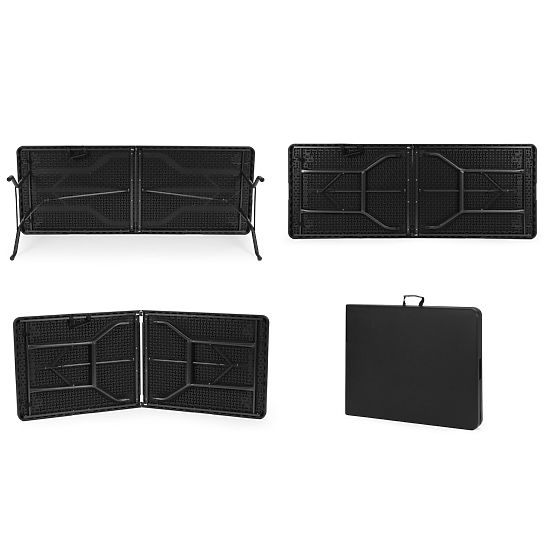 Cateringový stôl 180 cm skladací do kufra čierny ModernHome