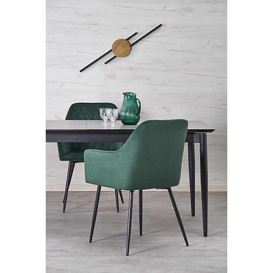 CHARLES rozkladací stôl, doska - sivý mramor, nohy - čierne