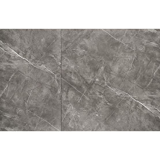 CHARLES rozkladací stôl, doska - sivý mramor, nohy - čierne