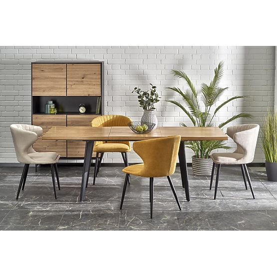 DICKSON 2 rozkladací stôl 150-210/90 cm, doska - prírodná, nohy - čierne (2p=1ks)