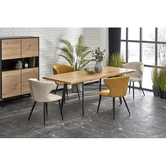 DICKSON 2 rozkladací stôl 150-210/90 cm, doska - prírodná, nohy - čierne (2p=1ks)