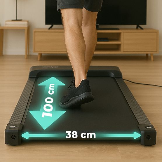 Domáci bežecký pás s elektrickým držiakom walking pad tréningový pod stôl 10 km/h ModernHome