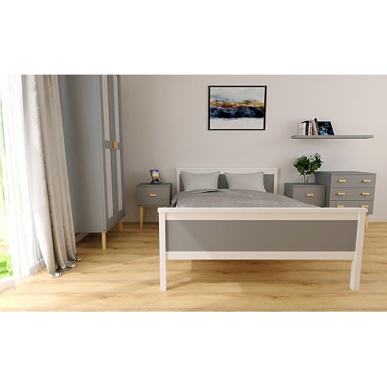 Drevená posteľ Ikar 200 x 140 cm - šedo-biela