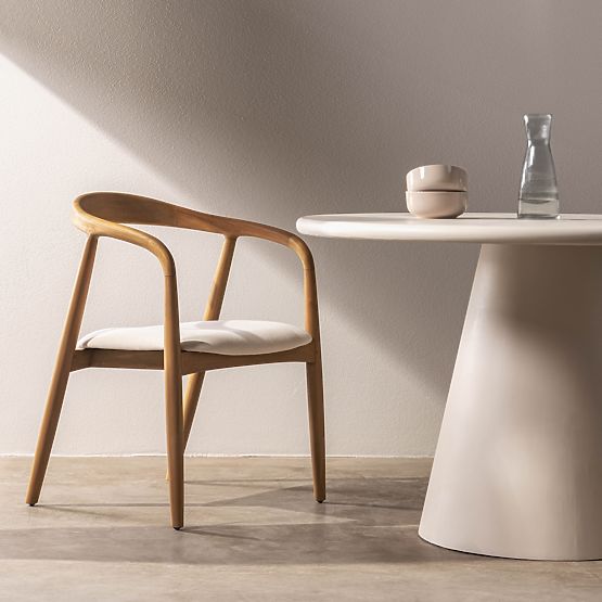 Drevená stolička Ludvika, zaoblená, prírodná/ecru