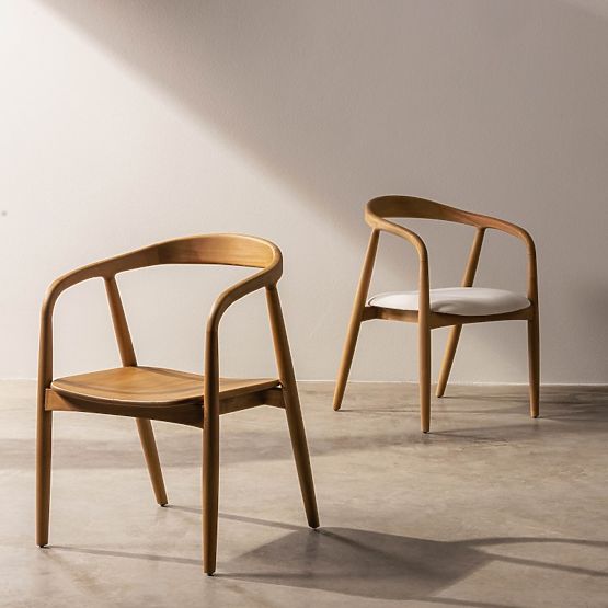 Drevená stolička Ludvika, zaoblená, prírodná/krémová