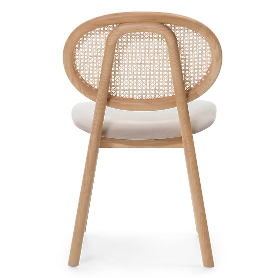Drevená stolička Monet s viedenským výpletom, ratan, velúr, prírodná/svetlo hnedá