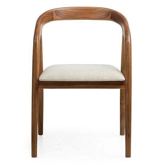 Drevená stolička Sande zaoblená, prírodná/krémová, teakové drevo