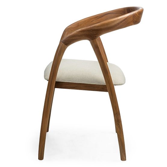 Drevená stolička Sande zaoblená, prírodná/krémová, teakové drevo