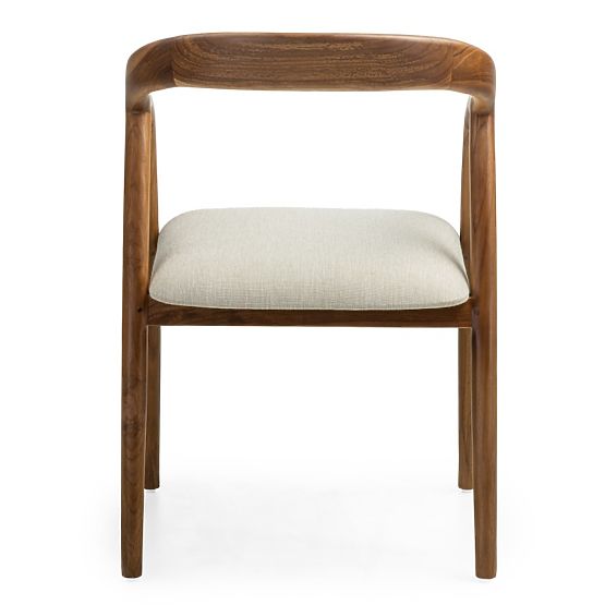 Drevená stolička Sande zaoblená, prírodná/krémová, teakové drevo