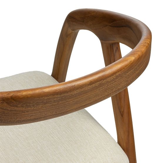 Drevená stolička Sande zaoblená, prírodná/krémová, teakové drevo