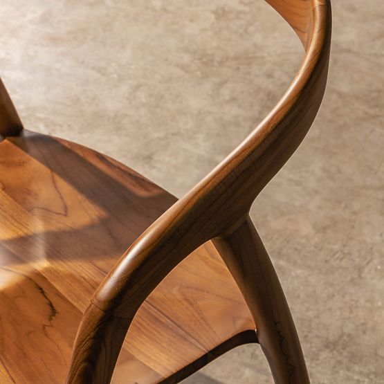 Drevená stolička Sande zaoblená, prírodná, teakové drevo