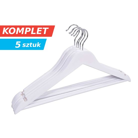 Drevený vešiak RONDO sada 5 ks biely