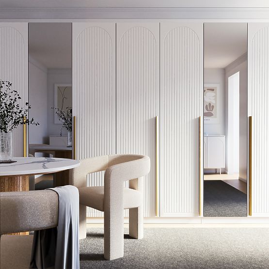 Dvere ku skrini Neroli, 45,6 cm, oblúkové drážky, biela, ľavá