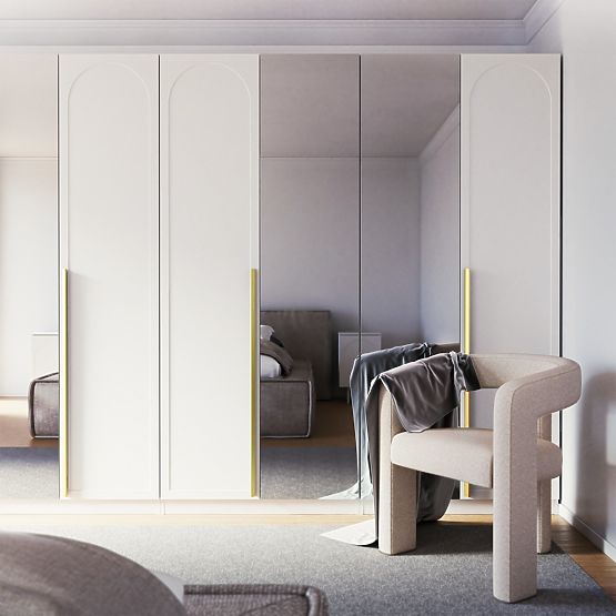 Dvere ku skrini Neroli, 45,6 cm, oblúkový panel, biely, pravý