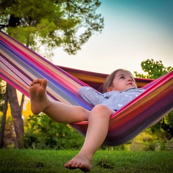 Dvojmiestna hojdacia sieť s priečkou 80 cm 480145A YELLOW