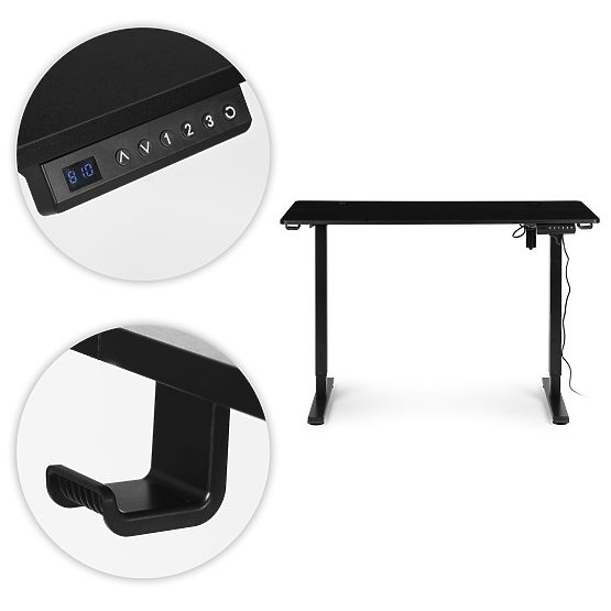 Elektrický nastaviteľný stôl 120x60 cm výškovo nastaviteľný 72-117 cm čierny ModernHome