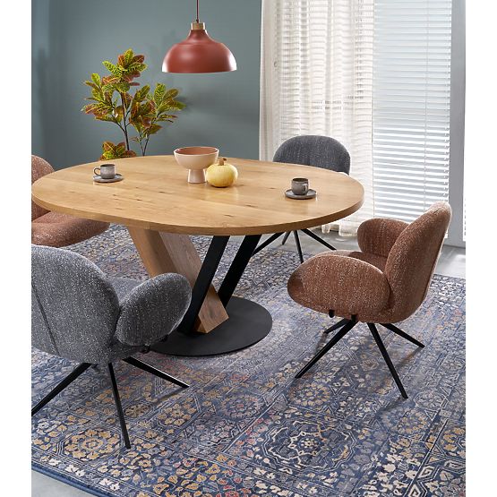 FANIS okrúhly rozkladací stôl, prírodný / čierny (3p=1ks)