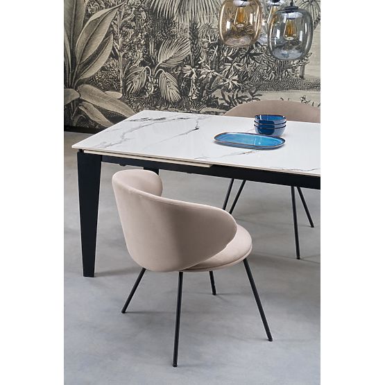 FELIX rozkladací stôl, doska - biely mramor, nohy - čierne (2p=1ks)