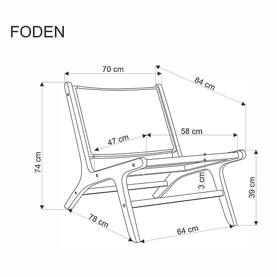FODEN relaxačné kreslo, čierne / prírodné (1p=1ks)