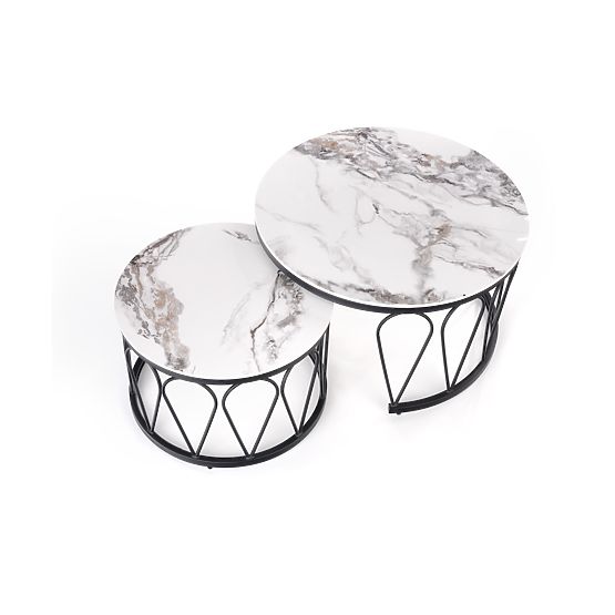 FORMOSA sada 2 lavíc, biely mramor / čierna (2p=1ks)