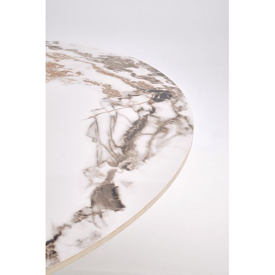 GARET okrúhly stôl, biely mramor / čierny (2p=1ks)