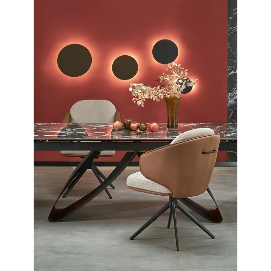 HILARIO rozkladací stôl, doska - čierny mramor, nohy - čierne (3p=1ks)