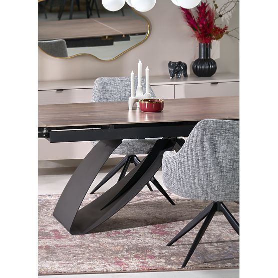 HILARIO rozkladací stôl, doska - orechová, nohy - čierne (3p=1ks)