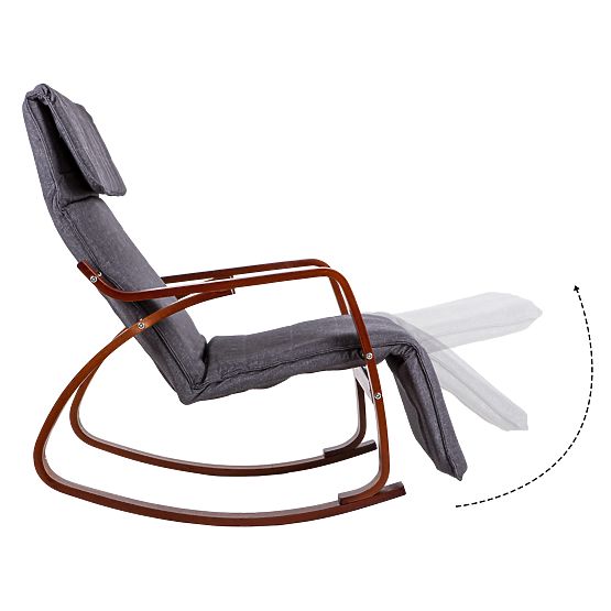 Hojdacie kreslo s nastaviteľnou opierkou nôh a drevenými podrúčkami