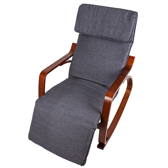 Hojdacie kreslo s nastaviteľnou opierkou nôh a drevenými podrúčkami