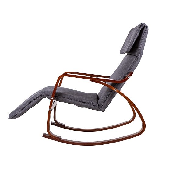 Hojdacie kreslo s nastaviteľnou opierkou nôh a drevenými podrúčkami