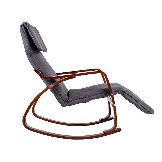 Hojdacie kreslo s nastaviteľnou opierkou nôh a drevenými podrúčkami