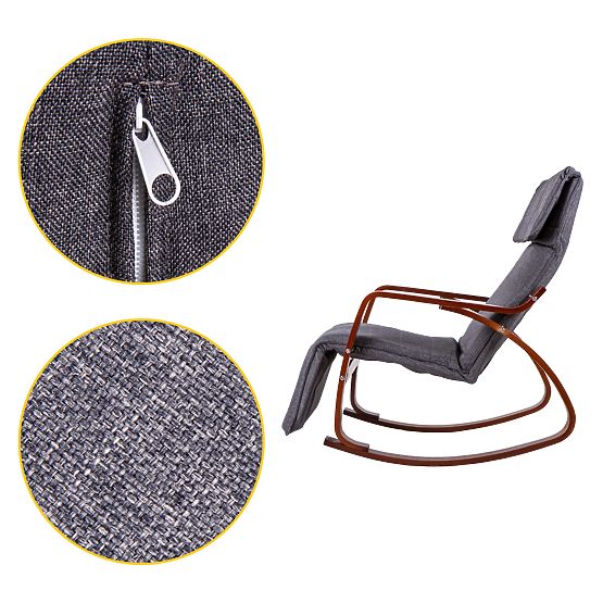 Hojdacie kreslo s nastaviteľnou opierkou nôh a drevenými podrúčkami