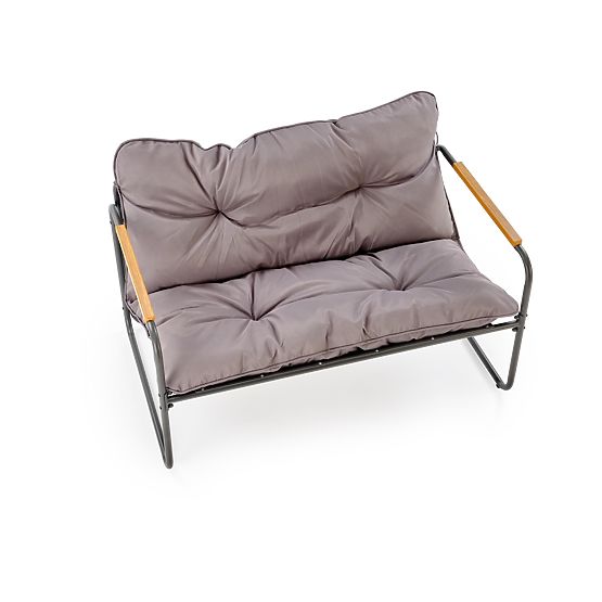 HUDSON, záhradný set (pohovka, 2x kreslo, stolík), sivá / hnedá (1p=1set)