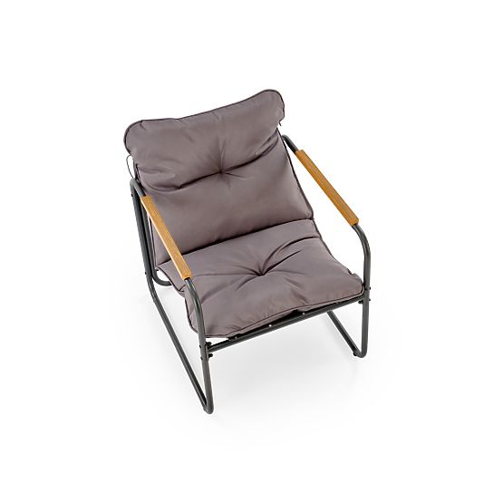 HUDSON, záhradný set (pohovka, 2x kreslo, stolík), sivá / hnedá (1p=1set)