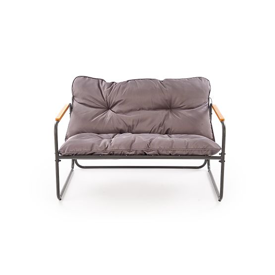 HUDSON, záhradný set (pohovka, 2x kreslo, stolík), sivá / hnedá (1p=1set)