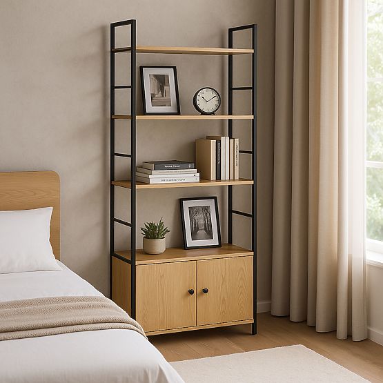 Industriálny loftový regál so skrinkou 4 police ModernHome