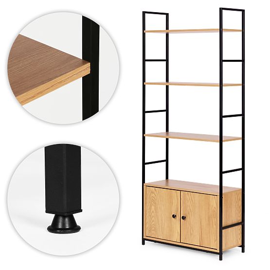 Industriálny loftový regál so skrinkou 4 police ModernHome