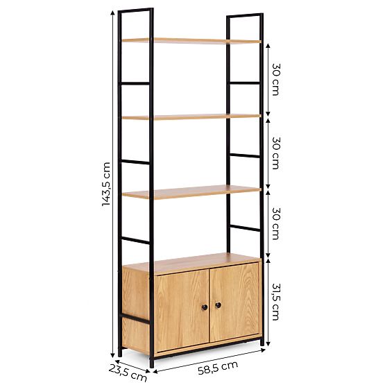 Industriálny loftový regál so skrinkou 4 police ModernHome