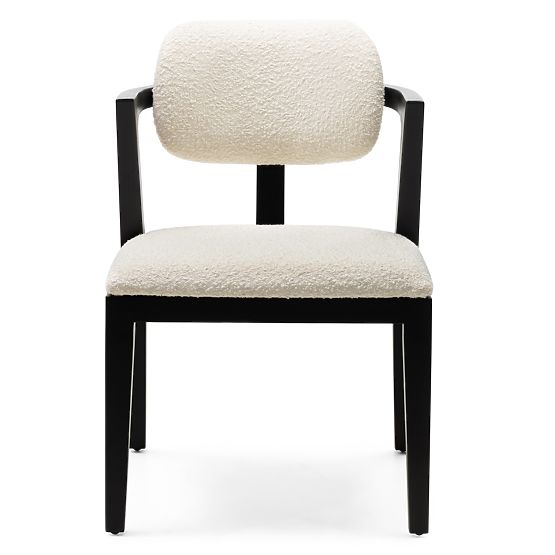 Jedálenská stolička Apulia, krémová/čierna, mahagónové drevo, boucle