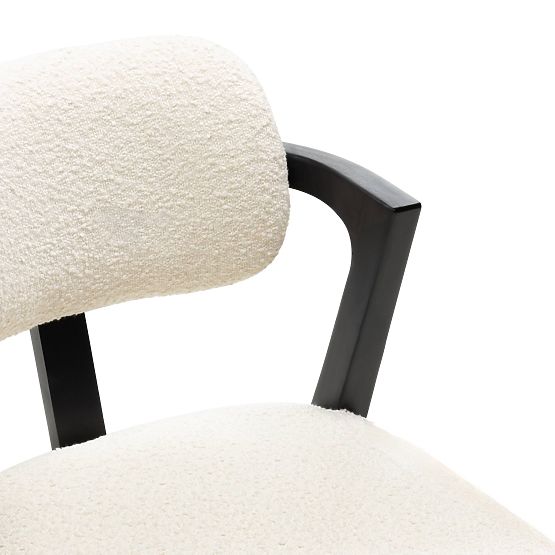 Jedálenská stolička Apulia, krémová/čierna, mahagónové drevo, boucle