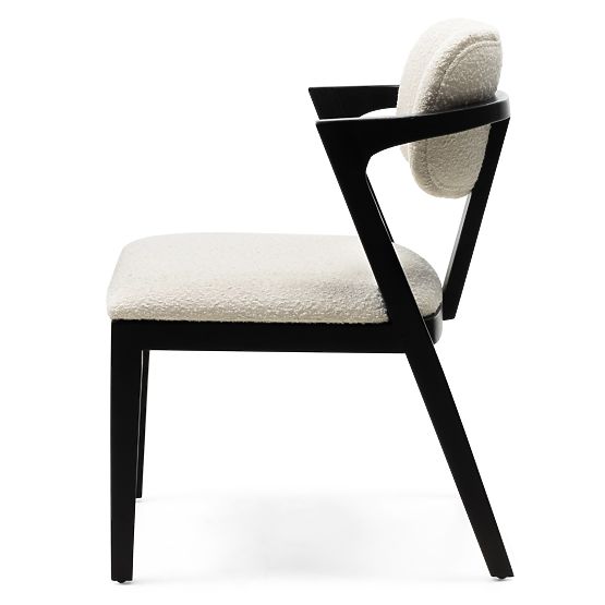 Jedálenská stolička Apulia, krémová/čierna, mahagónové drevo, boucle