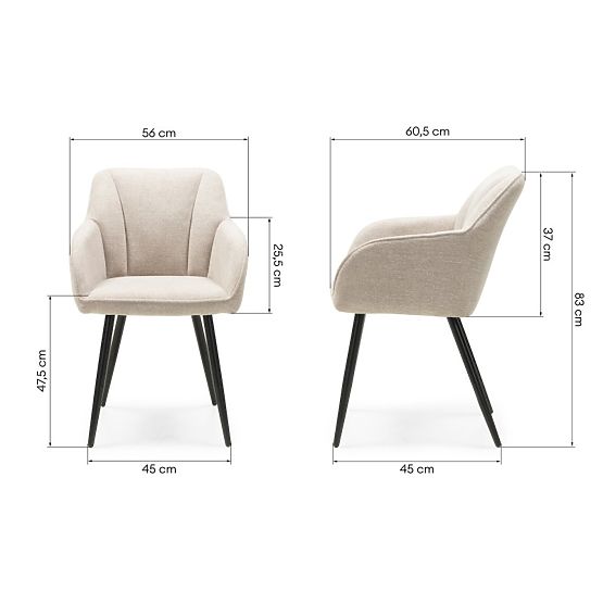 Jedálenská stolička Berisso, cappuccino/čierne nohy