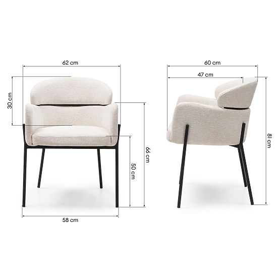 Jedálenská stolička Granda, ecru/čierne nohy