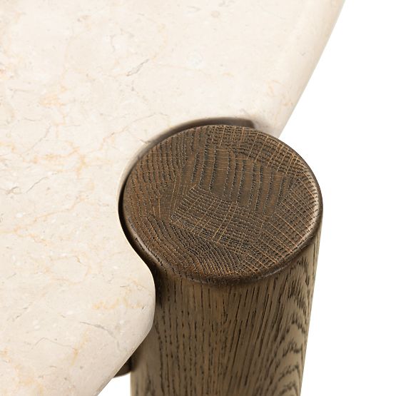 Jedálenský stôl Bruna, 150 cm, okrúhly, dub mocha/mramor cream